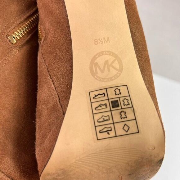 Michael Kors Ankle Boots Womens 8.5 Haven Brown Suede High Heels Almond Toe - Picture 9 of 11